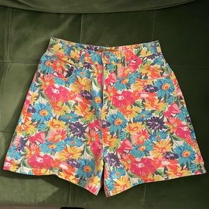 Vintage Floral Denim Shorts